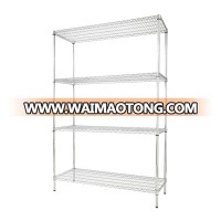 Top Quality 4 Tiers Heavy Duty Metal Storage Rack,Easy Assemble Chrome Wire Shelving